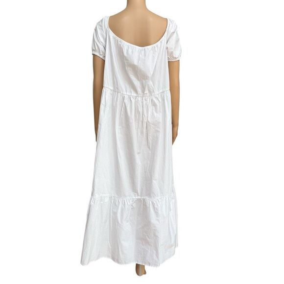 Eloquii 100% cotton square neck button front tiered dress size 28 NWT - Picture 3 of 9